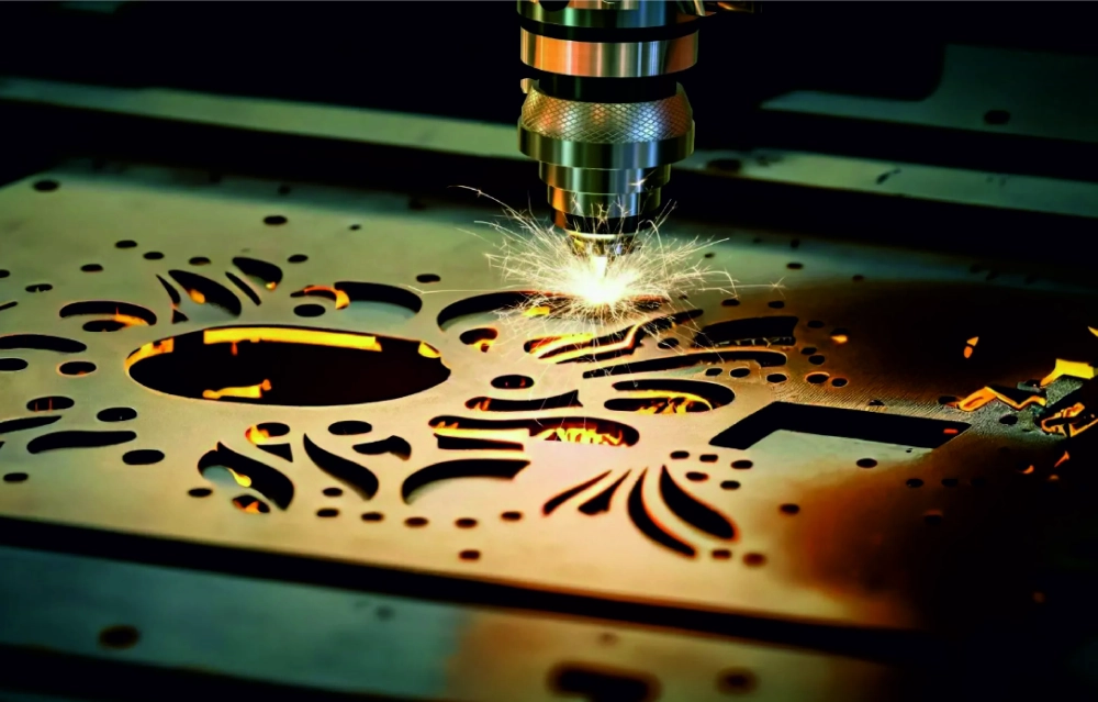 Cận cảnh hình ảnh đầu cắt CNC Laser đang hoạt động