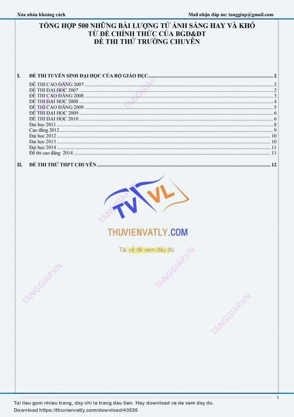 230 câu lượng tử ánh sáng được trích dẫn từ đề thi thử của trường chuyên