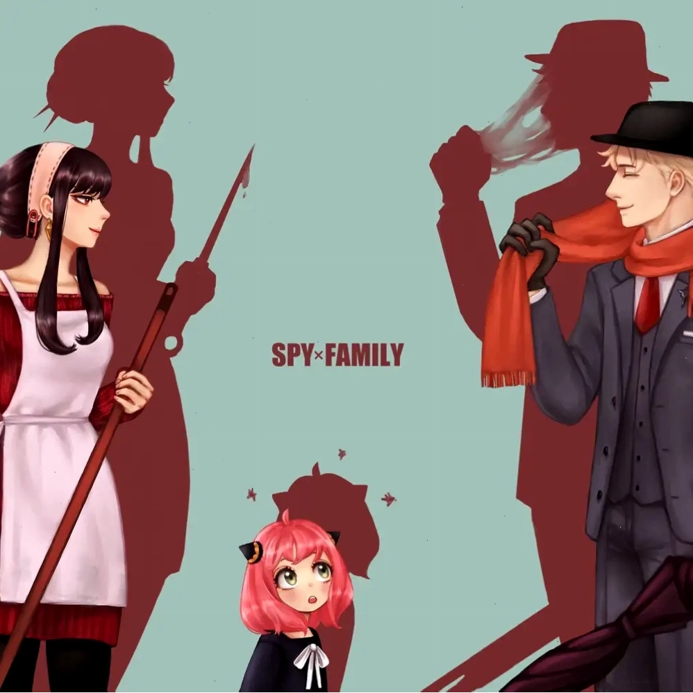 Ảnh anime gia đình phong cách Spy x Family ấm áp