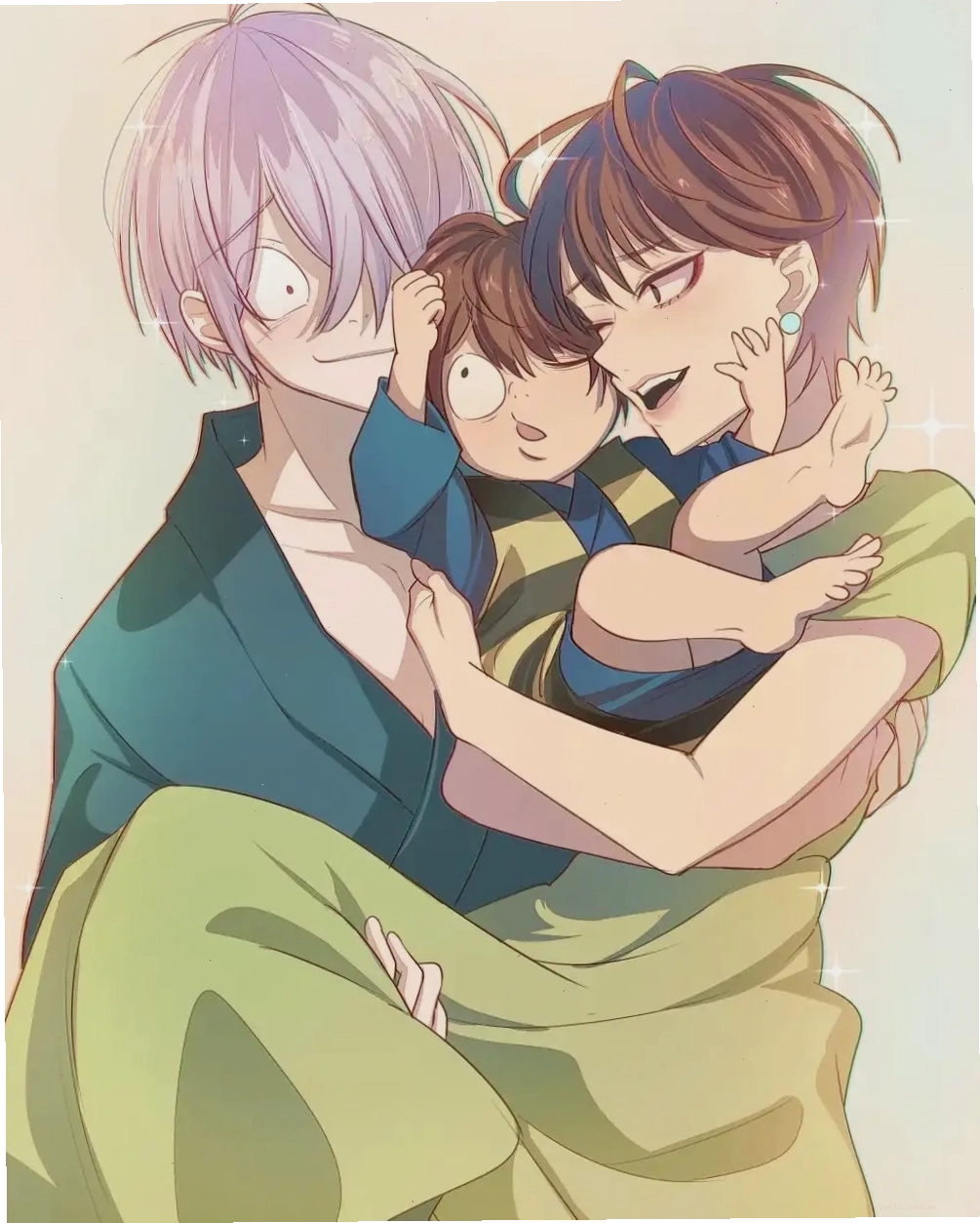 Ảnh anime gia đình vui vẻ và tràn đầy năng lượng