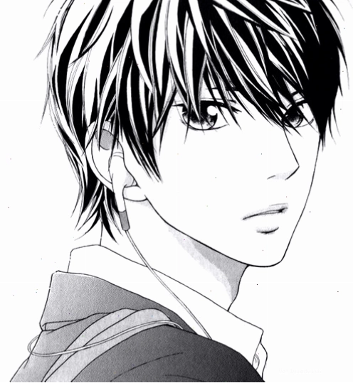Ảnh anime hotboy đen trắng với nụ cười cuốn hút