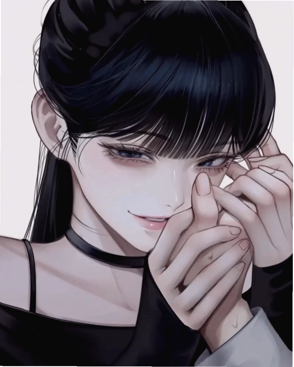 Ảnh anime nữ che mặt theo phong cách cute đáng yêu