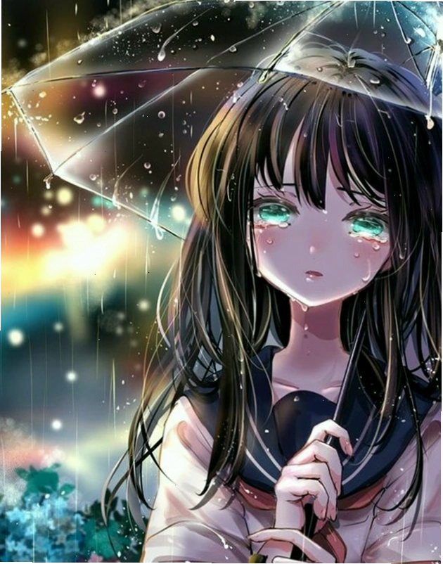 Ảnh anime nữ khóc, quặn đau lạc lõng giữa dòng đời vô thường