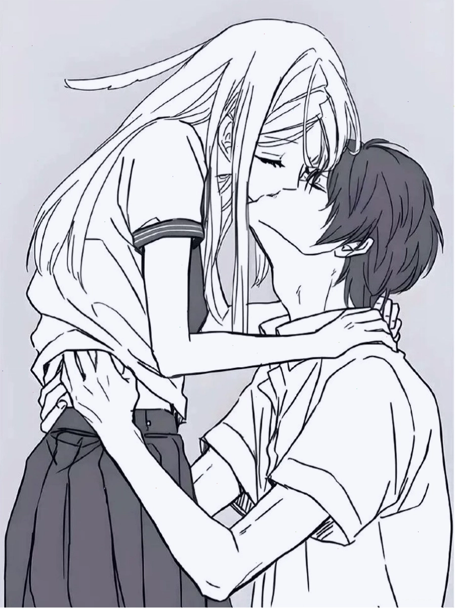 Ảnh anime trắng đen dễ thương cho cặp đôi