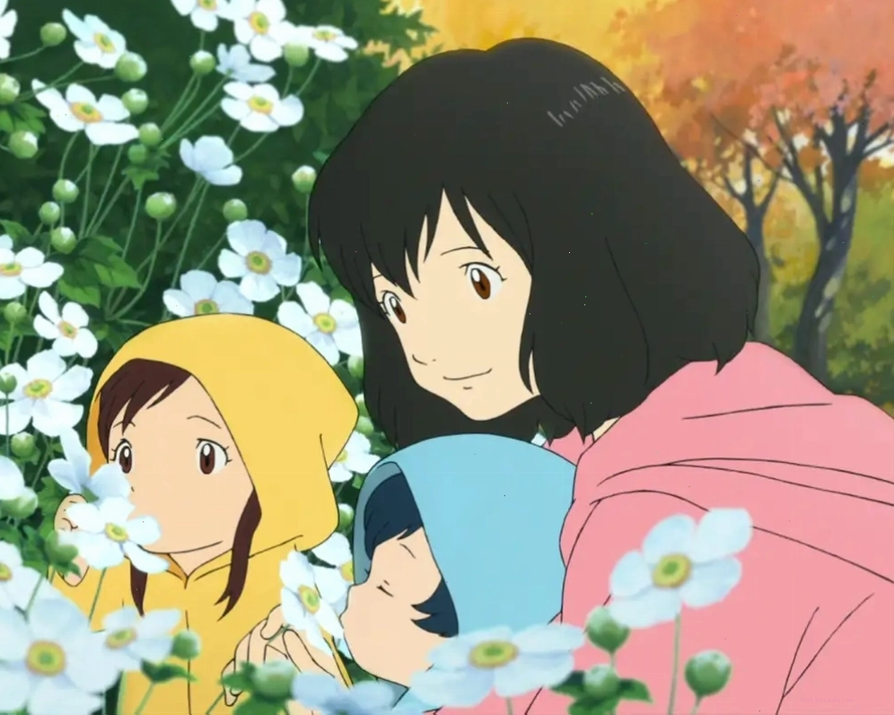 Ảnh gia đình 3 người anime với không khí bình yên