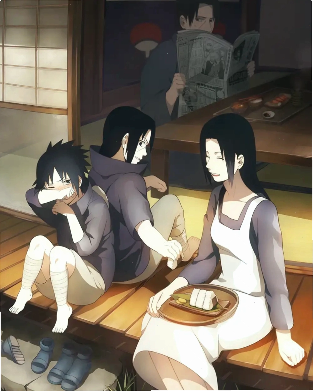 Ảnh gia đình 5 người anime hạnh phúc trọn vẹn