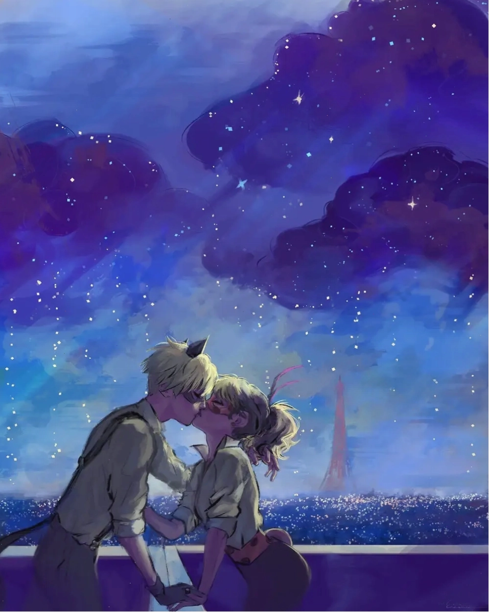 Ảnh hôn môi anime đầy cảm xúc