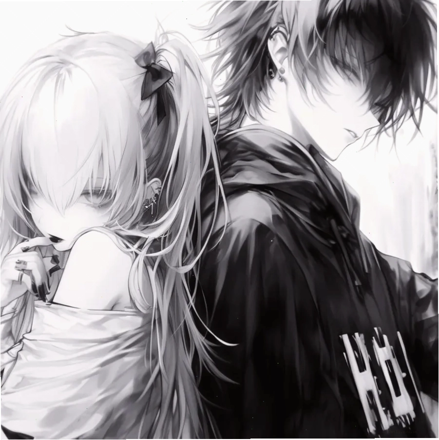 Ảnh trắng đen anime lãng mạn cho các cặp đôi