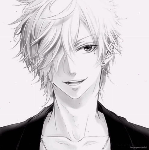 Anime boy trắng đen đẹp trai với mái tóc bồng bềnh