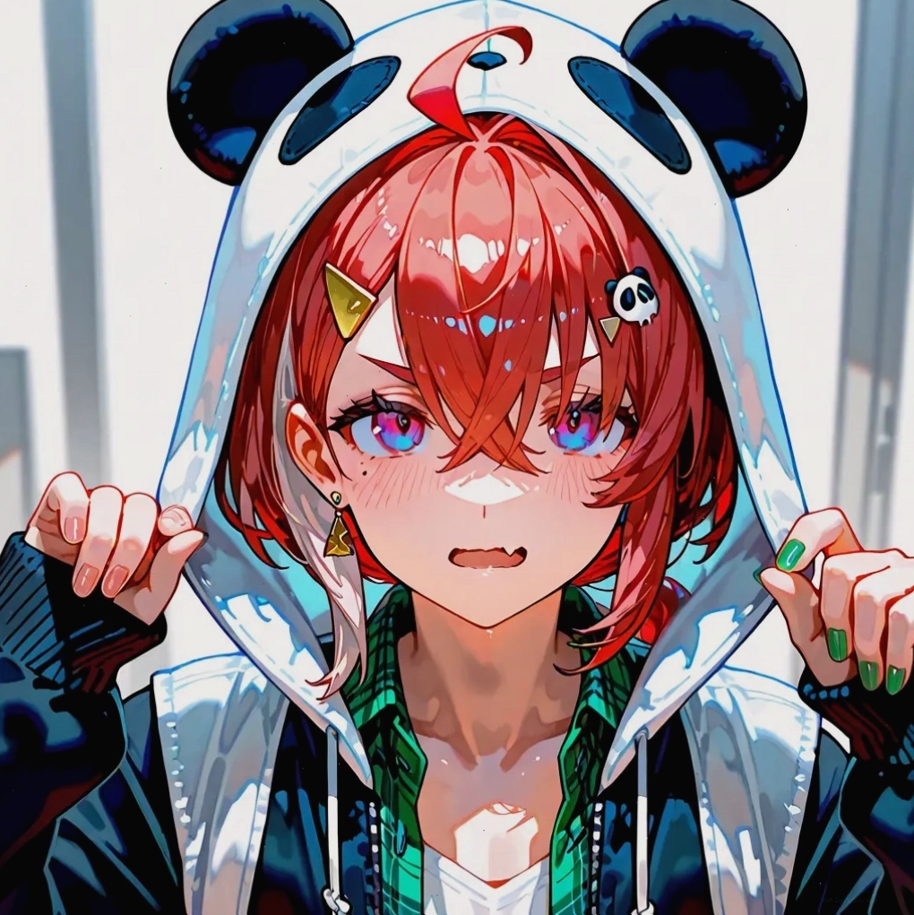 Anime girl đội mũ gấu trúc ngộ nghĩnh