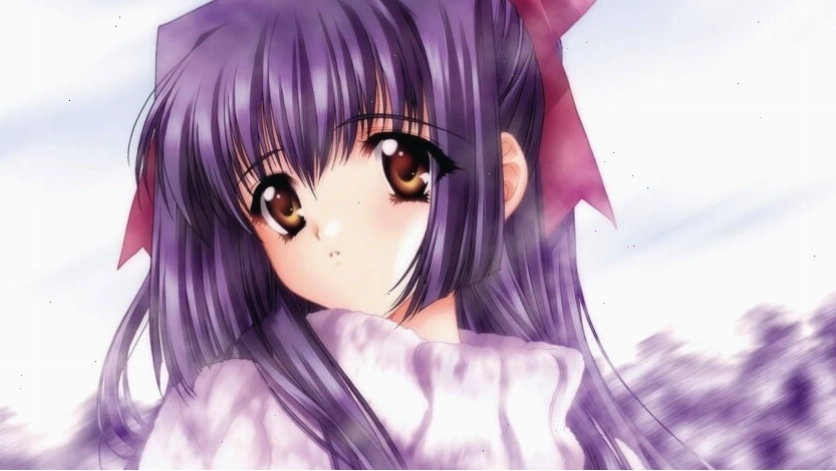 Anime girl tóc tím đẹp mơ mộng