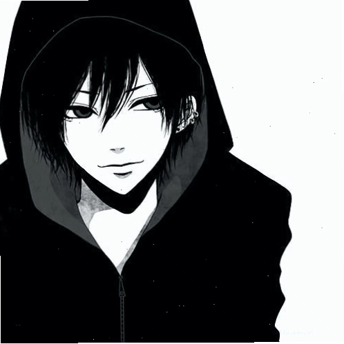 Anime nam trắng đen với mái tóc trắng nổi bật