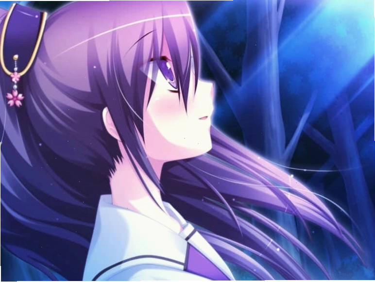 Anime nữ tóc tím đẹp mơ mộng