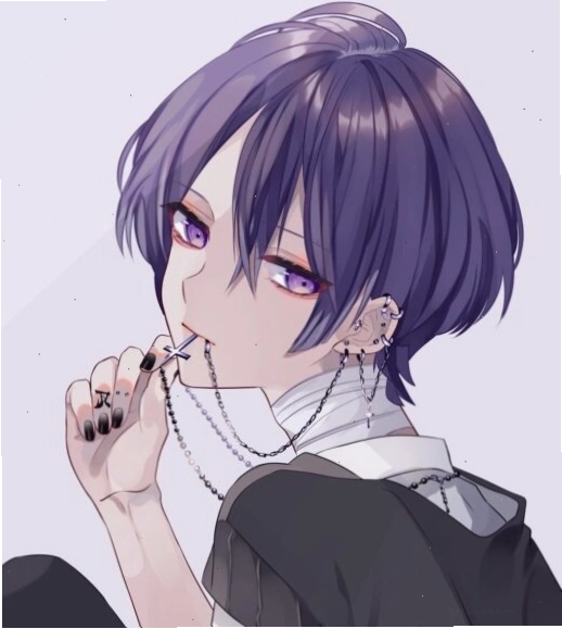 Anime nữ tóc tím ngắn cá tính năng động