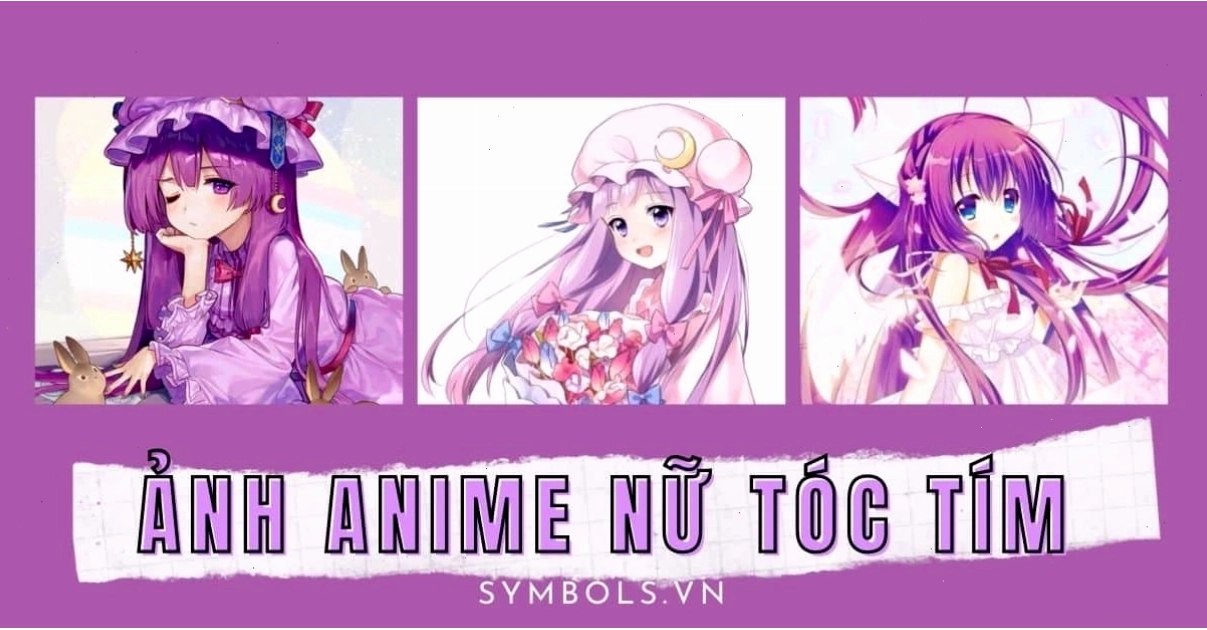 Anime nữ tóc tím với đôi mắt to tròn cuốn hút