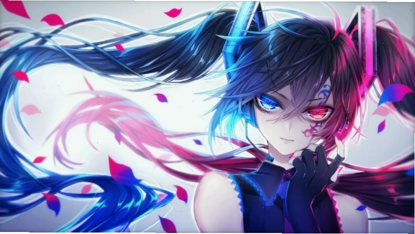Anime nữ tóc tím với phong cách đỏ chất ngầu