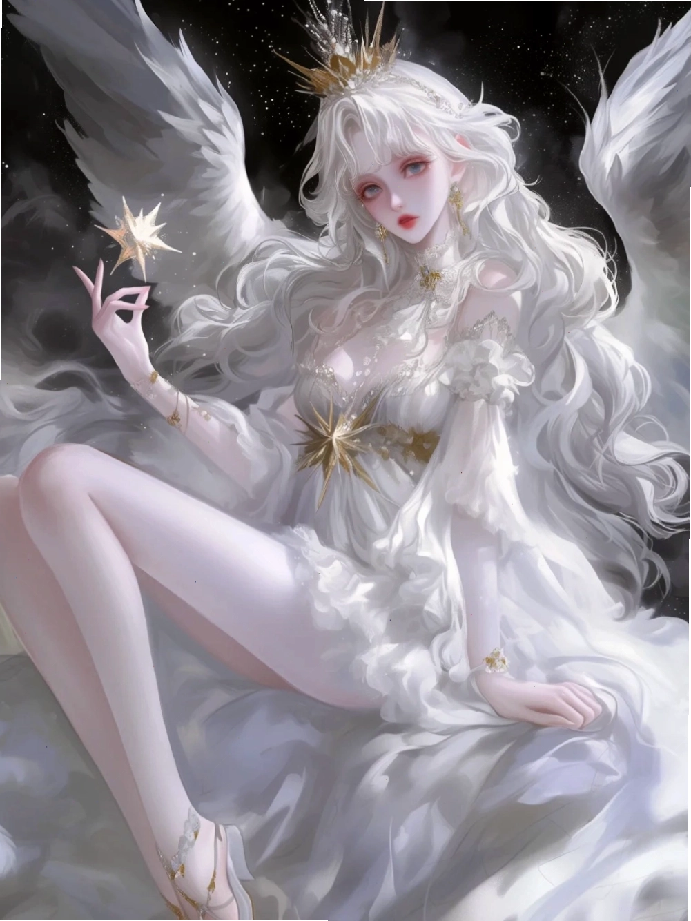 Anime thiên thần nữ dịu dàng bên đóa hoa