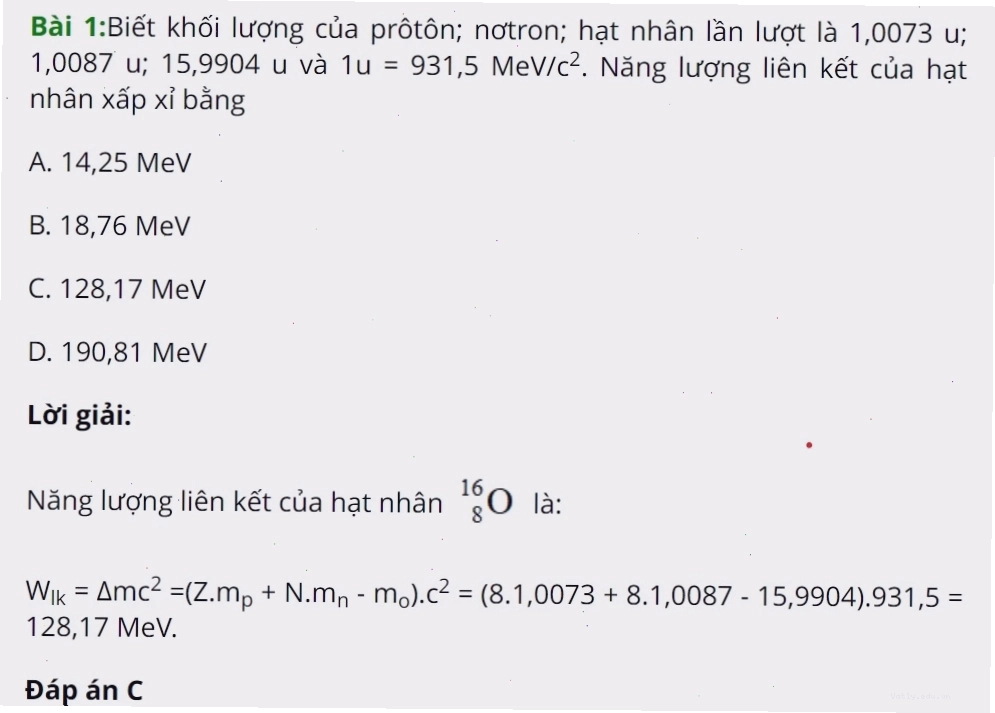 Biểu đồ năng lượng liên kết riêng của các hạt nhân theo số khối