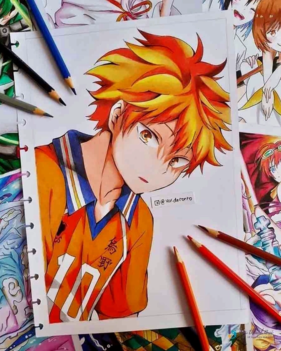 Bức tranh vẽ anime nữ đã hoàn thiện với kỹ thuật tô bóng điêu luyện