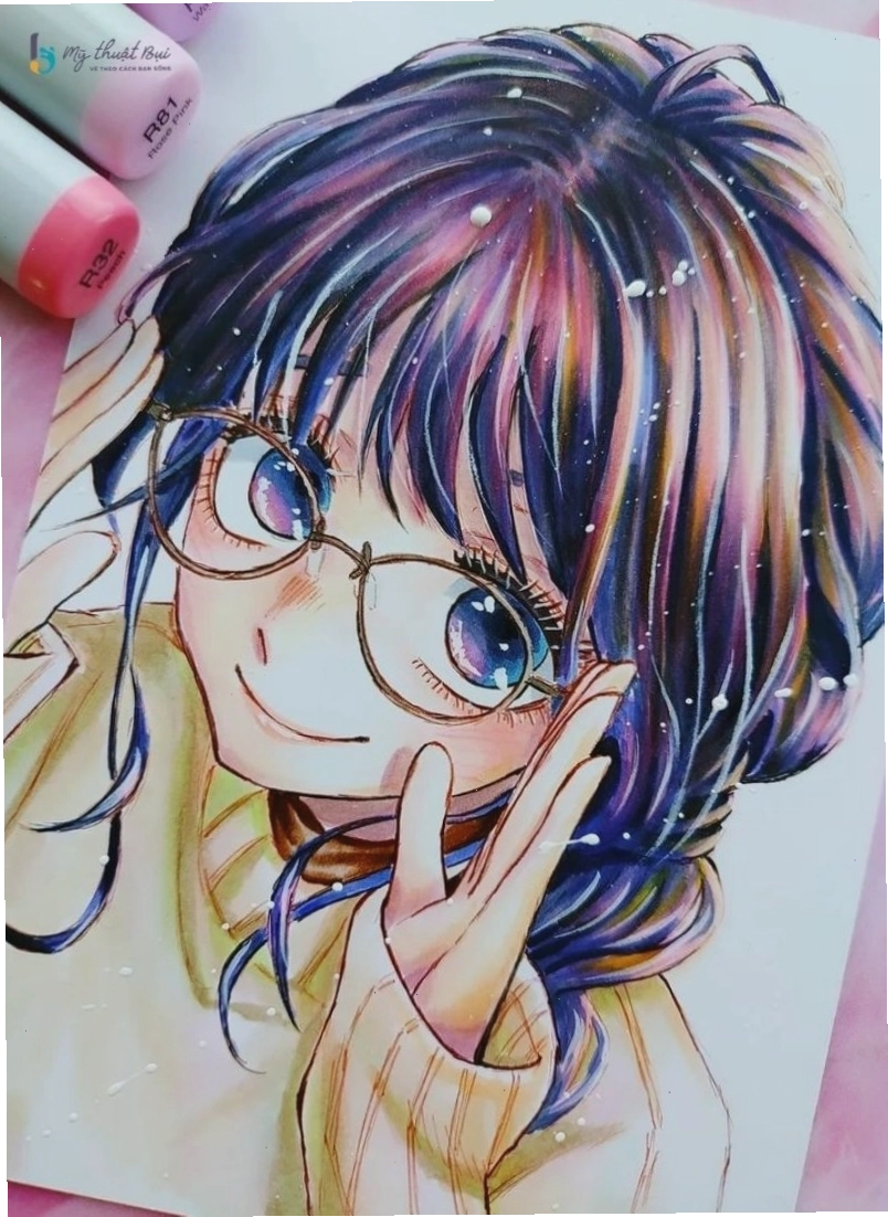 Các mẫu tranh vẽ anime nữ đẹp thể hiện nhiều biểu cảm khác nhau
