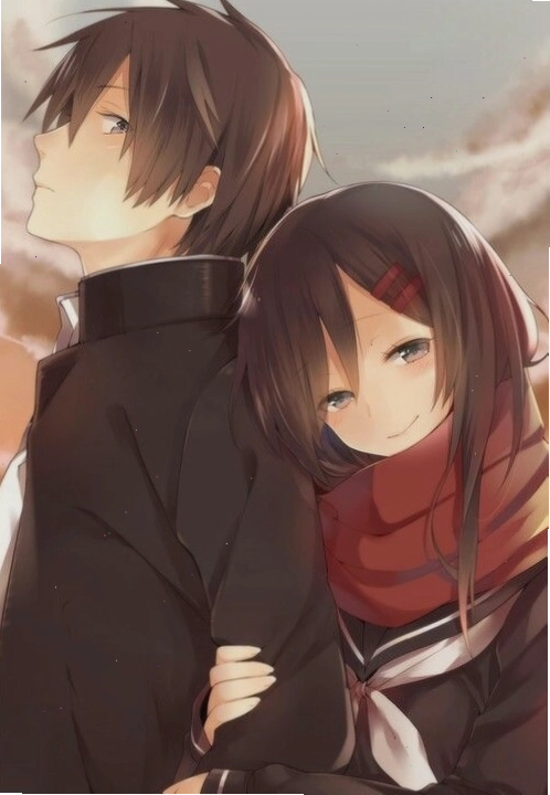 Cảnh anime tình yêu đẹp đôi dưới ánh hoàng hôn lãng mạn