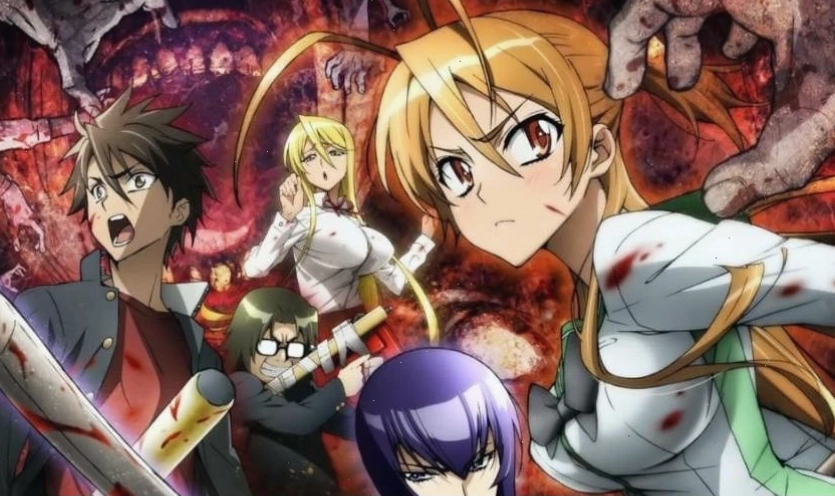 Cảnh nhóm bạn chiến đấu chống lại zombie trong anime