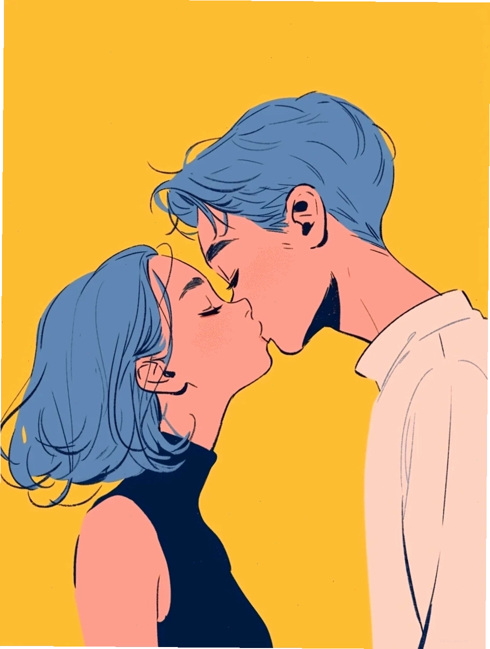 Cặp đôi anime trao nhau nụ hôn lãng mạn dưới mưa
