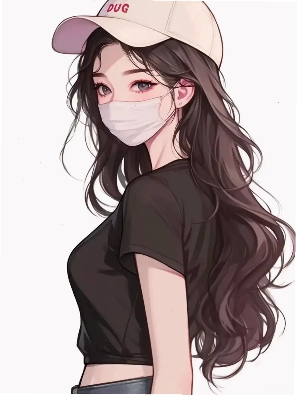 Cô gái anime dễ thương dùng tay che mặt trong ảnh
