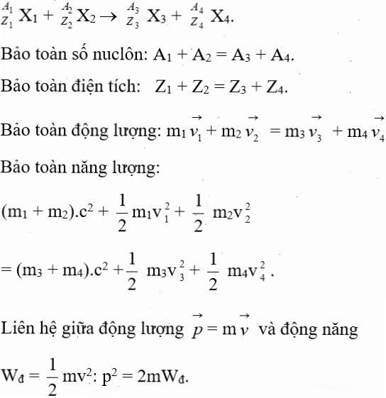Dạng bài tập về các định luật bảo toàn trong phản ứng hạt nhân