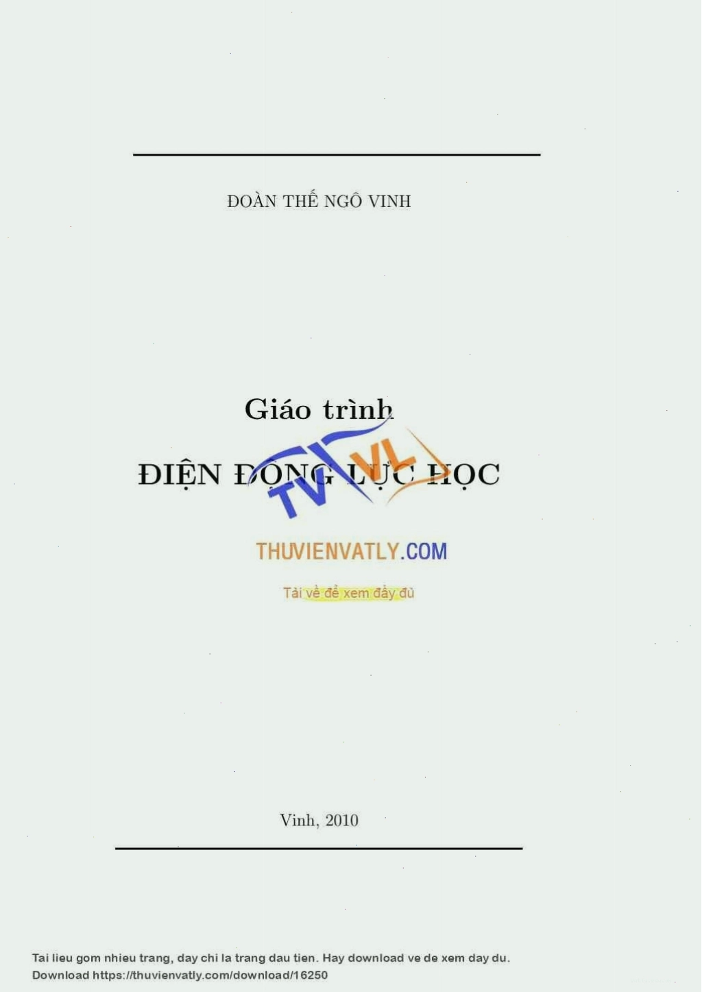 Giáo trình điện động lực học