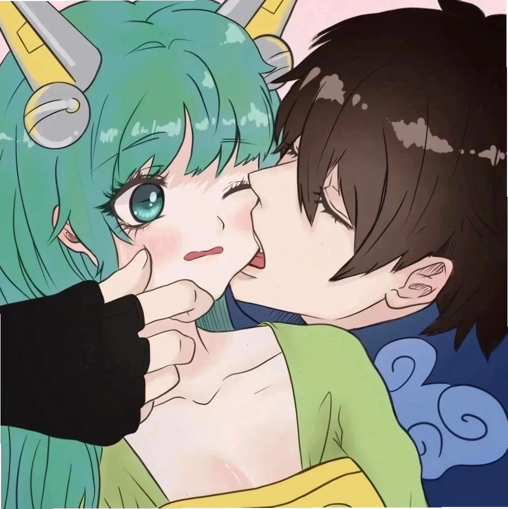 Hình ảnh anime cặp đôi lãng mạn trao nhau nụ hôn