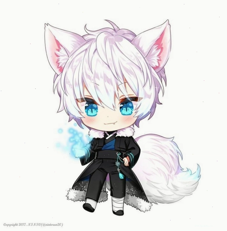 Hình ảnh anime nam cute với mái tóc trắng và biểu cảm ngây thơ