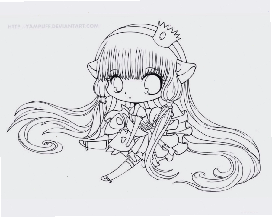 Hình ảnh nhân vật anime cute xinh xắn với mái tóc dài bồng bềnh