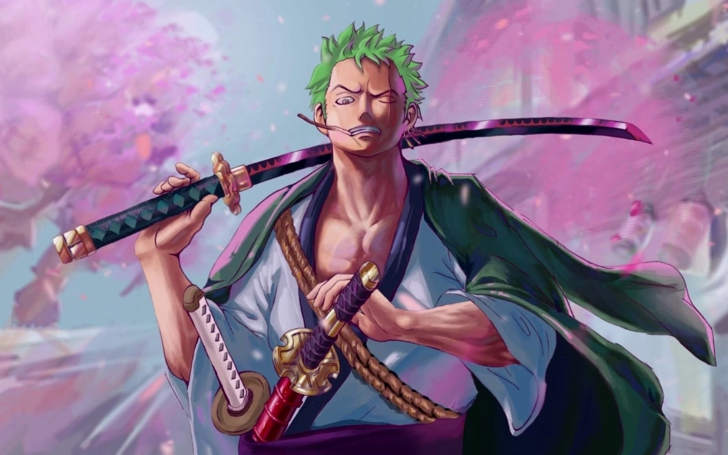 Hình ảnh Zoro đang trong thế tấn công đầy uy lực
