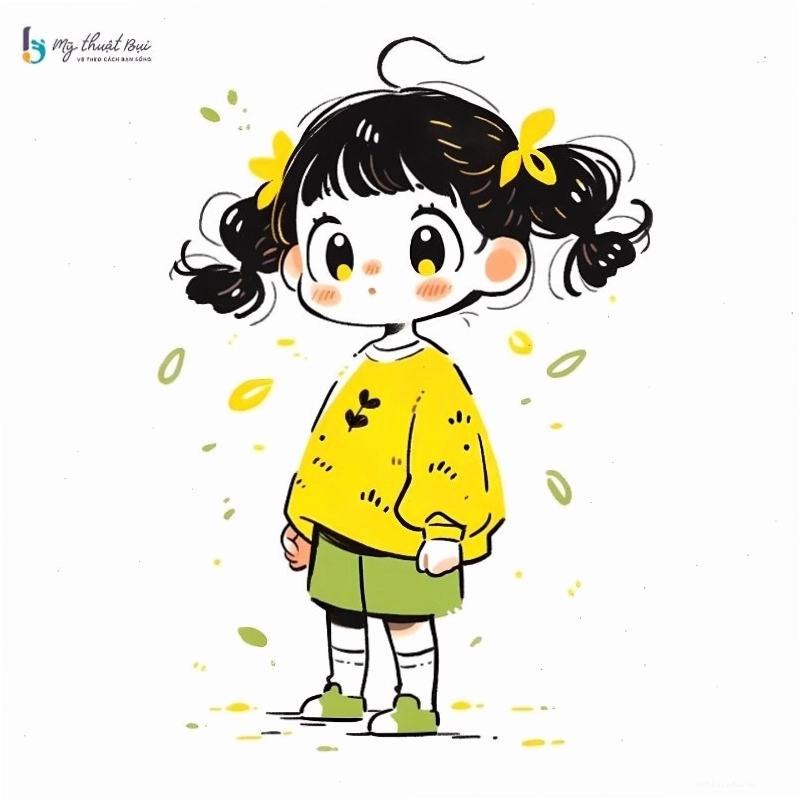 Hình anime nữ cute chibi với đôi mắt to tròn và biểu cảm dễ thương