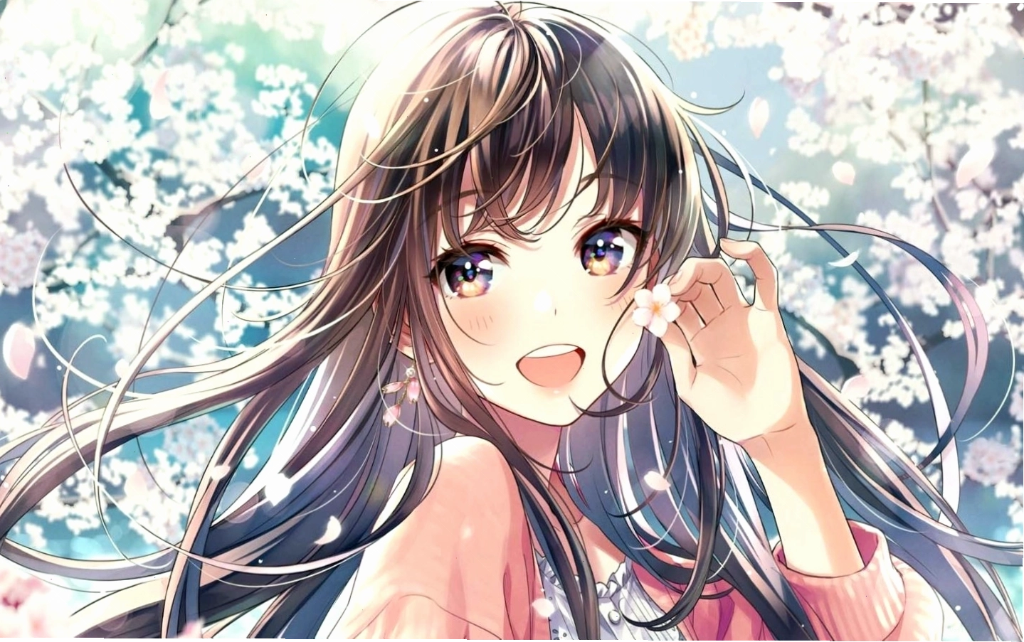 Hình nền anime cô gái cute với đôi mắt to tròn