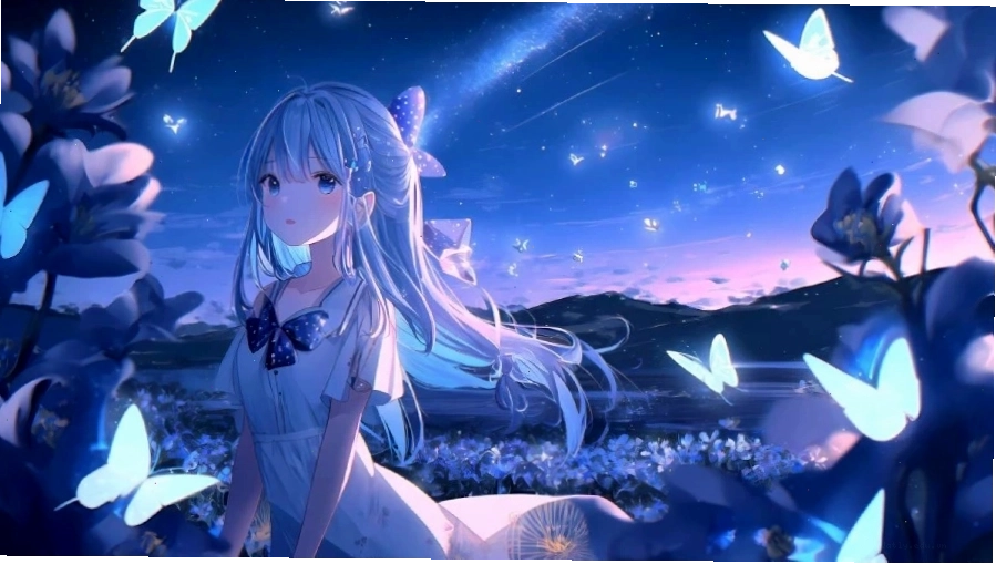 Hình nền anime nữ dễ thương với đôi mắt to tròn và nụ cười tỏa nắng