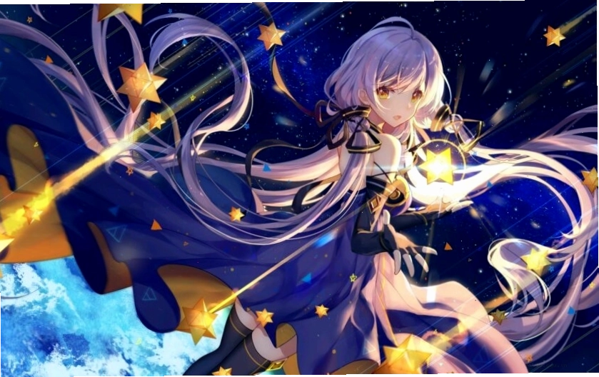 Hình nền anime nữ tóc tím nhạt đẹp