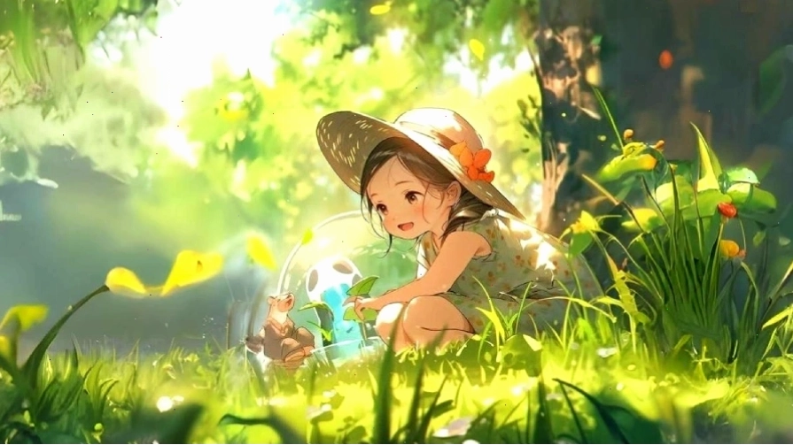 Hình nền anime nữ với trang phục mùa hè tươi tắn