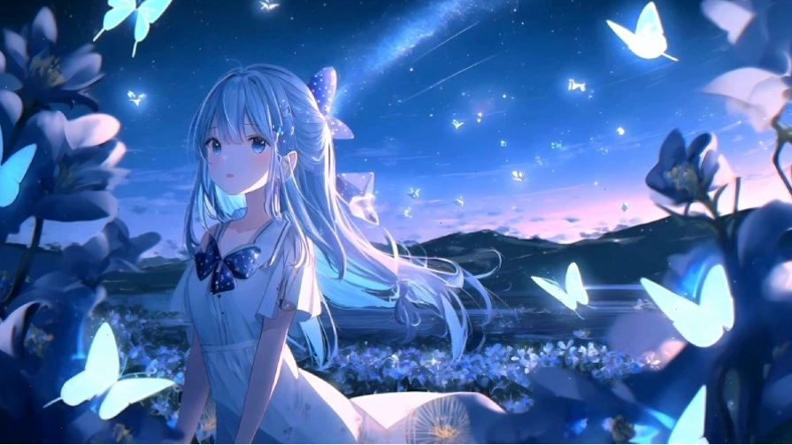 Hình nền máy tính Anime cute với nhân vật nữ tóc hồng