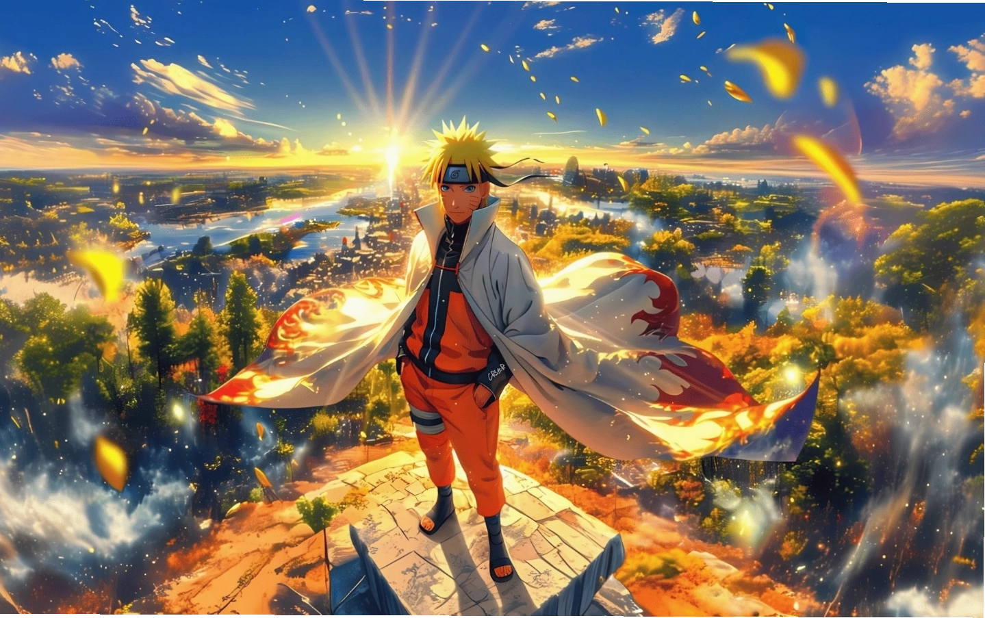 Hình nền Naruto Uzumaki 4K trong tư thế chiến đấu mạnh mẽ