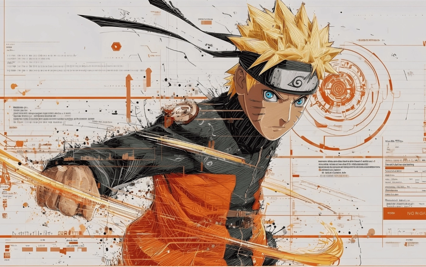 Hình nền Naruto Uzumaki phong cách phác thảo nghệ thuật