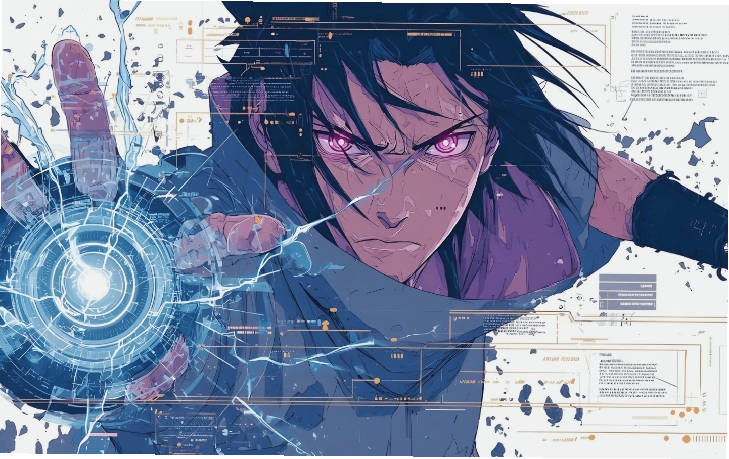 Hình nền Sasuke Uchiha dạng phác thảo ấn tượng