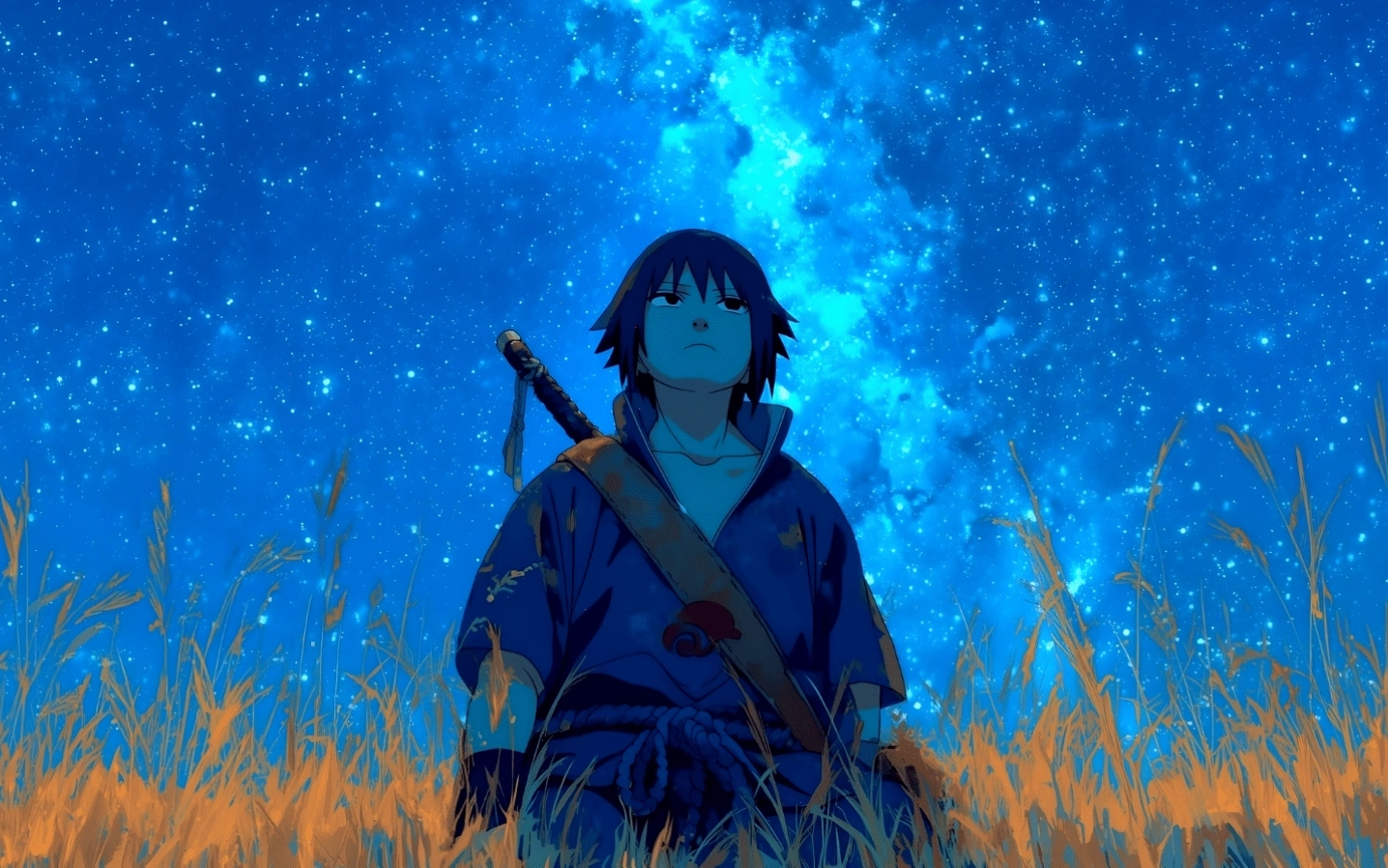 Hình nền Sasuke Uchiha dưới bầu trời xanh biếc