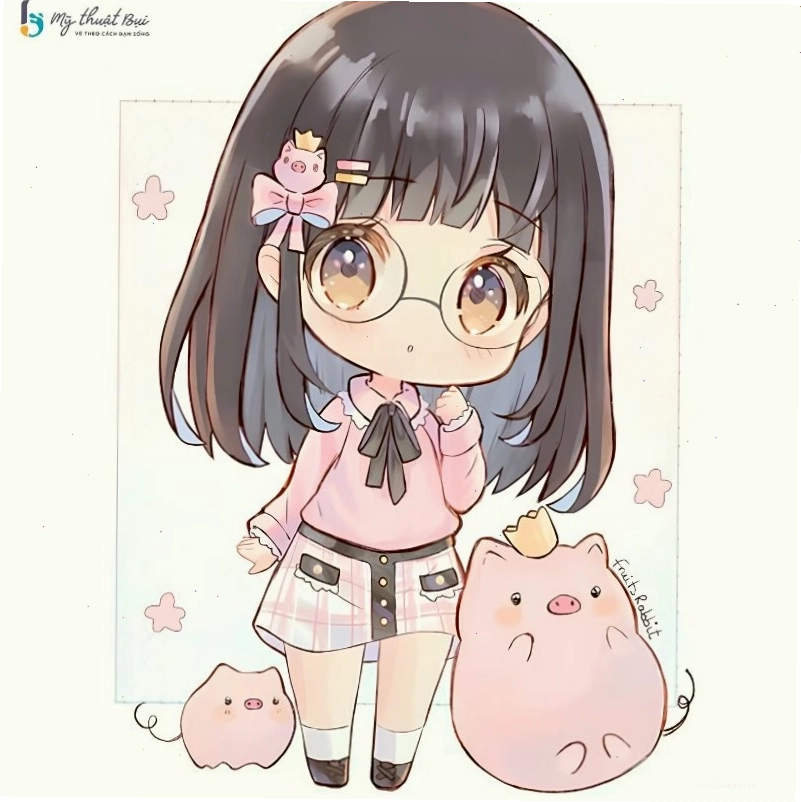 Hình vẽ anime nữ cute chibi trong trang phục công chúa lộng lẫy