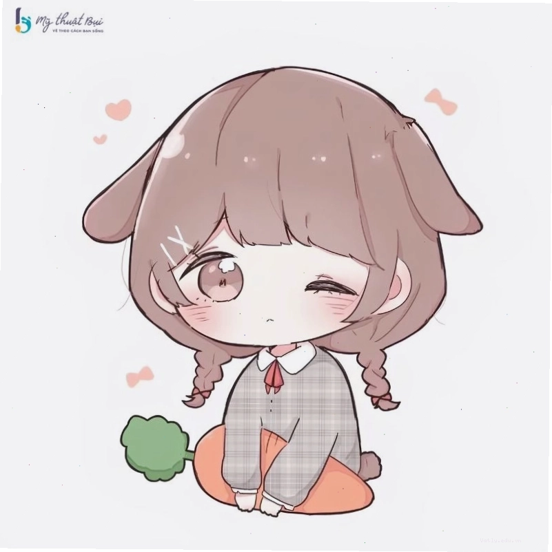 Hình vẽ chibi anime nữ đơn giản, dễ thương