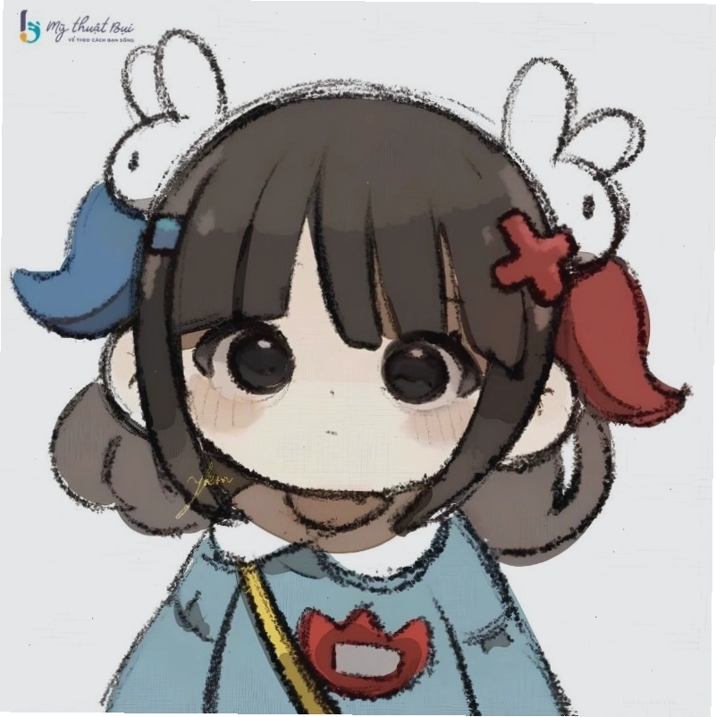 Hình vẽ chibi anime nữ với trang phục học sinh