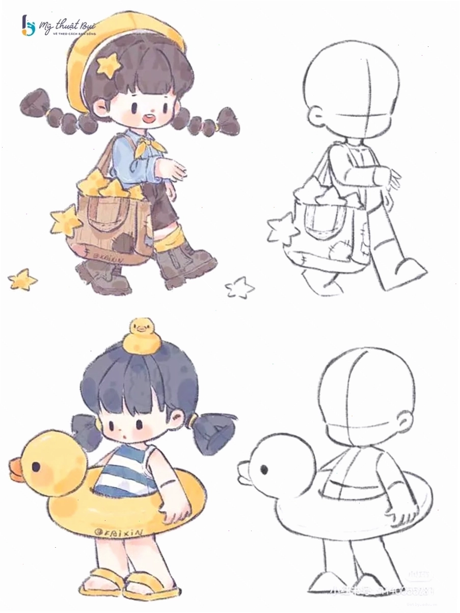 Hướng dẫn vẽ chibi mèo đơn giản
