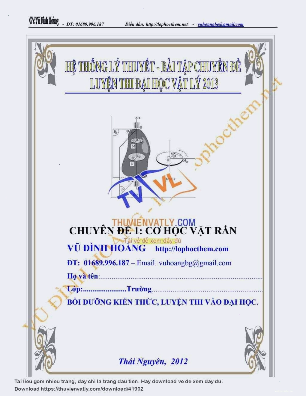 Minh họa khái niệm cơ học vật rắn trong sách
