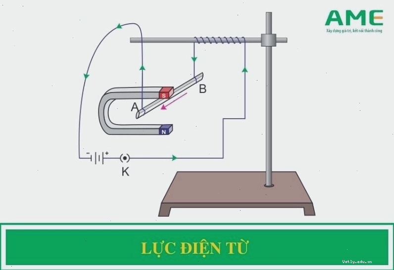 Minh họa lực điện từ tác dụng lên dây dẫn mang dòng điện trong từ trường